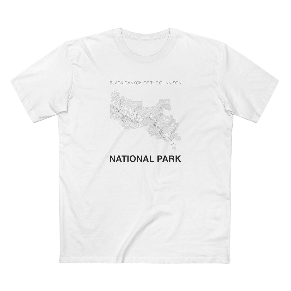 Black Canyon of the Gunnison National Park T-Shirt - Topographical Lines in White