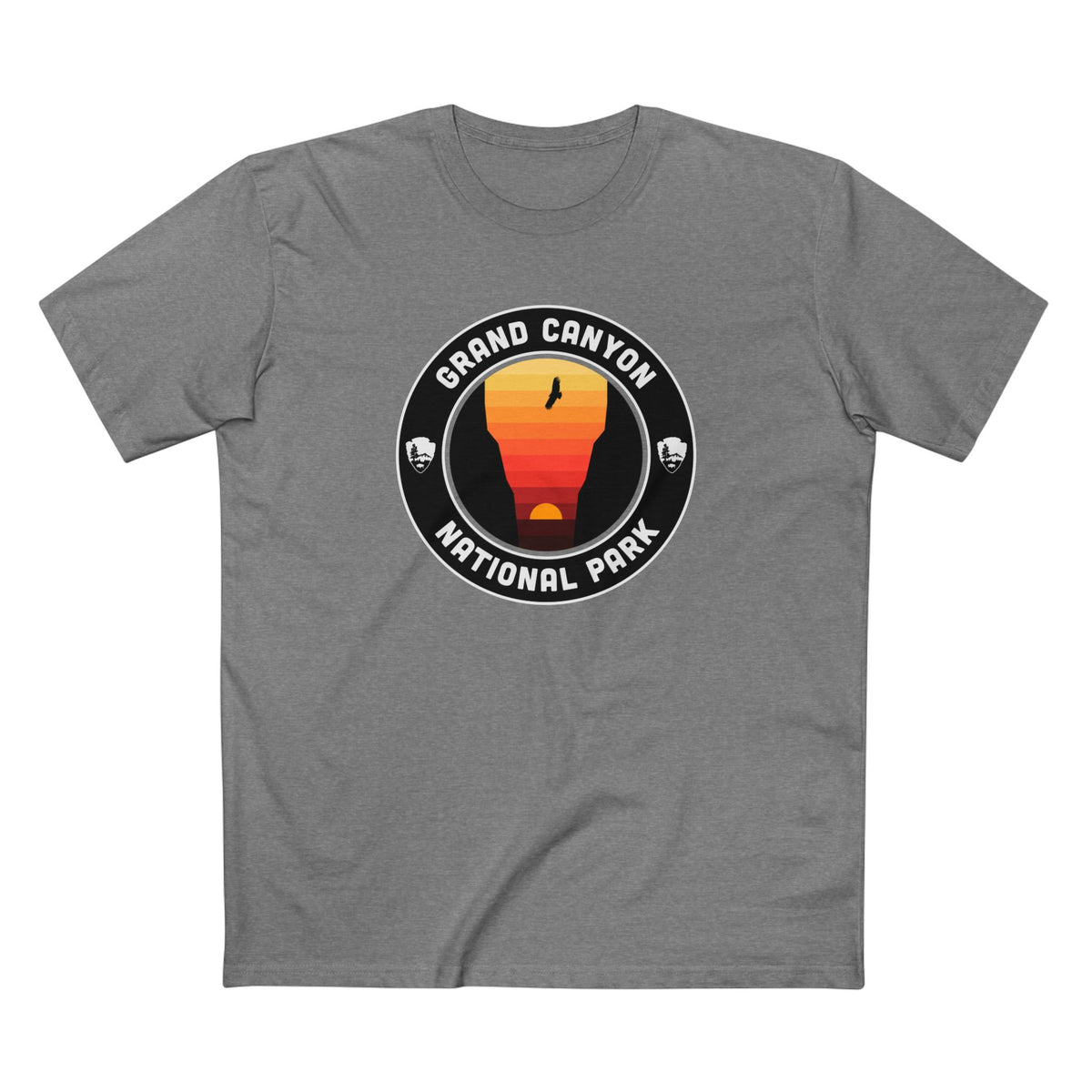 Grand Canyon National Park T-Shirt - Round Badge Design in Athletic Heather
