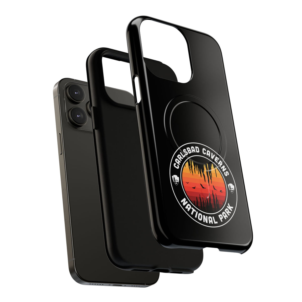 Carlsbad Caverns National Park iPhone Case with MagSafe - Orange Round Emblem Design