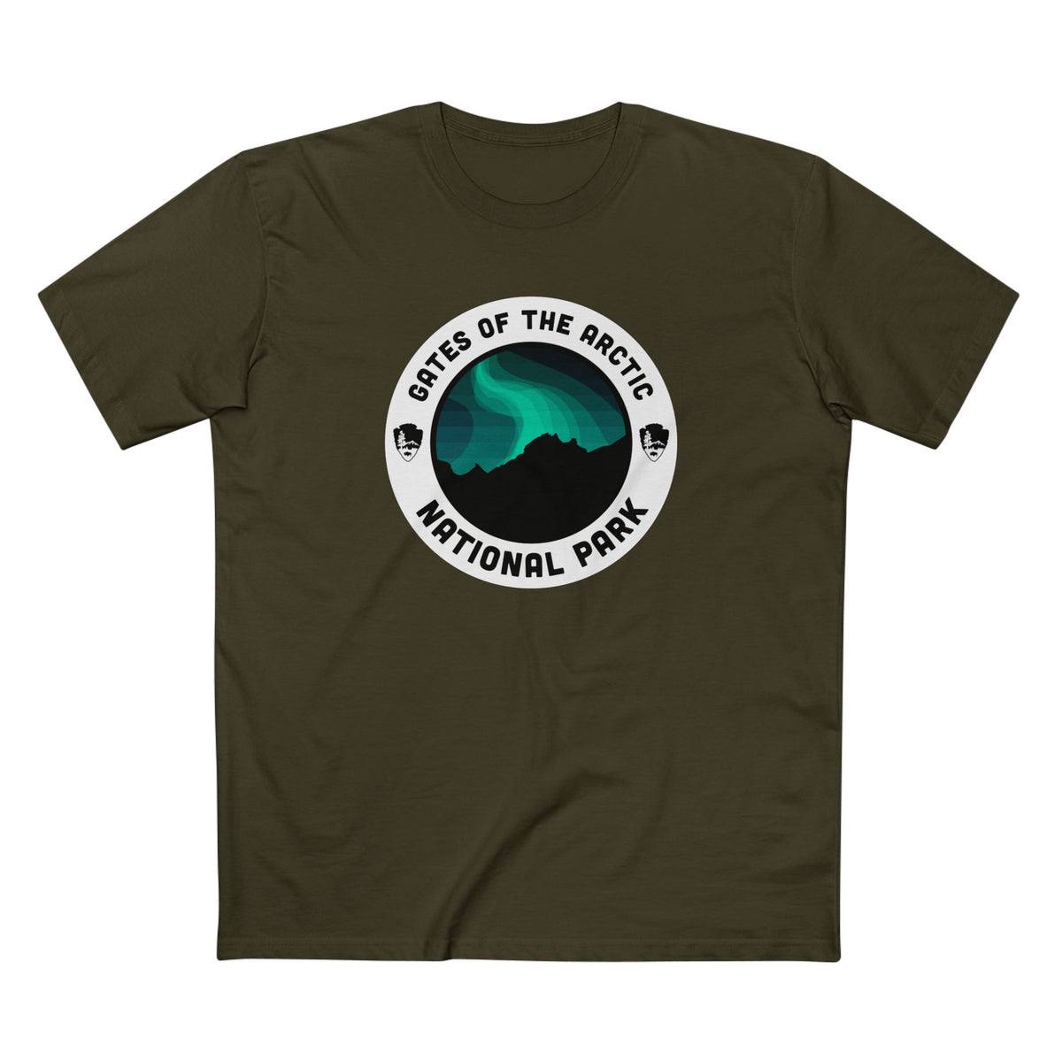 Gates of the Arctic National Park T-Shirt - Round Badge Design in Army