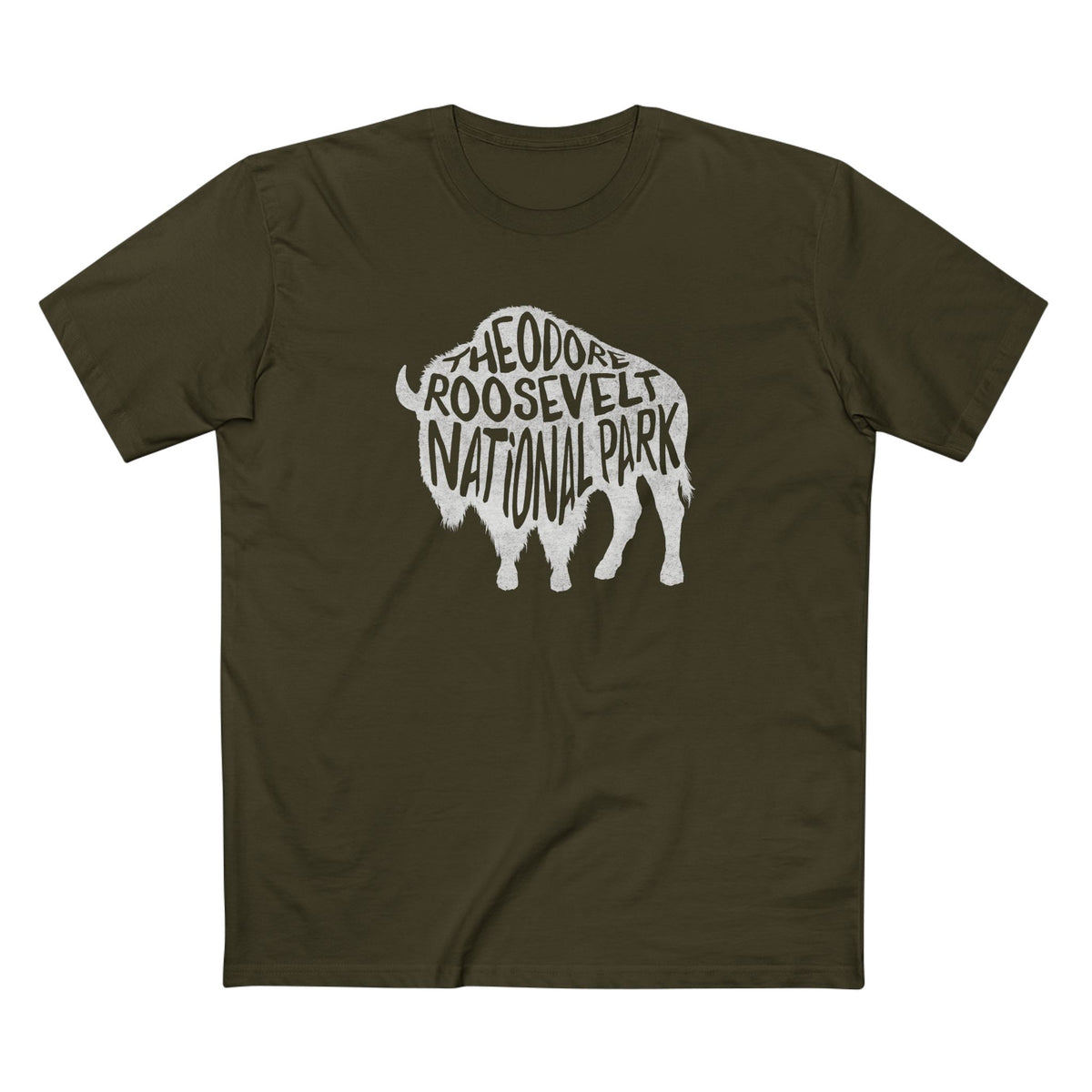 Theodore Roosevelt National Park T-Shirt - Bison in Army