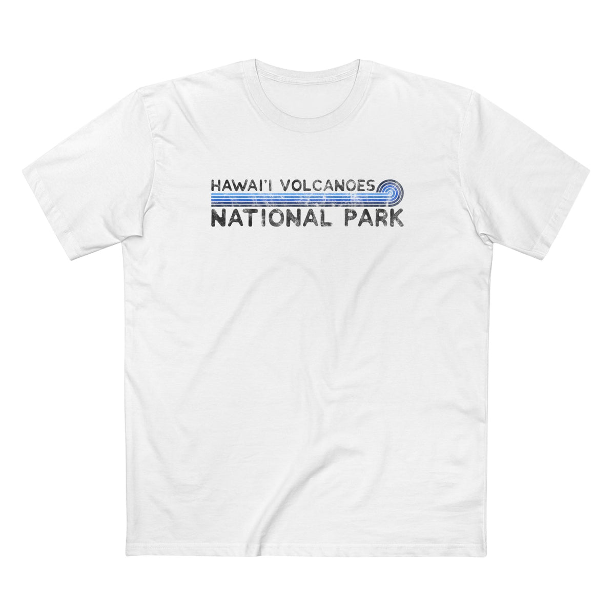 Hawaii Volcanoes National Park T-Shirt - Blue Vintage Stretched Sunrise in White
