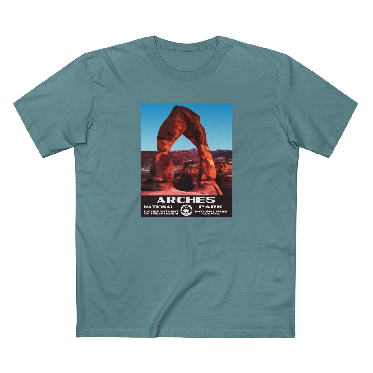 Arches Men's Cotton Crew T-Shirt in Slate Blue