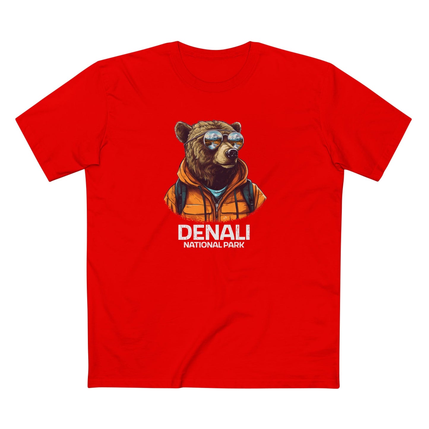 Denali National Park T-Shirt - Grizzly Bear in Red