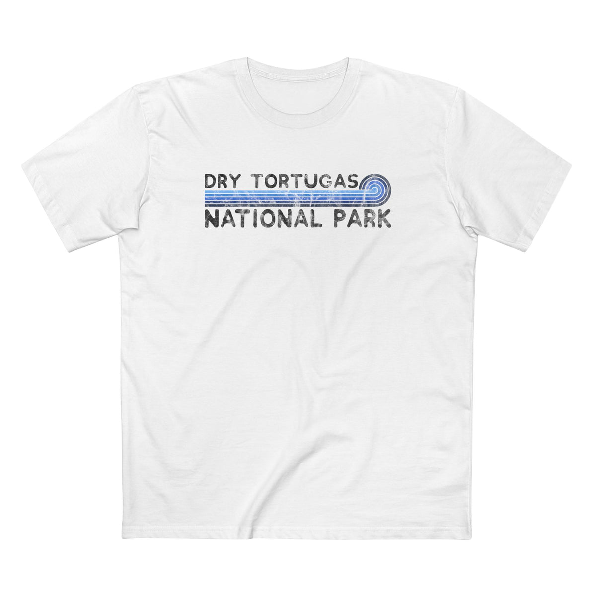 Dry Tortugas National Park T-Shirt - Blue Vintage Stretched Sunrise in White