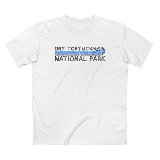 Dry Tortugas National Park T-Shirt - Blue Vintage Stretched Sunrise in White