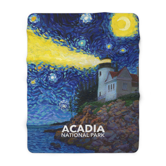 Acadia National Park Sherpa Blanket - The Starry Night