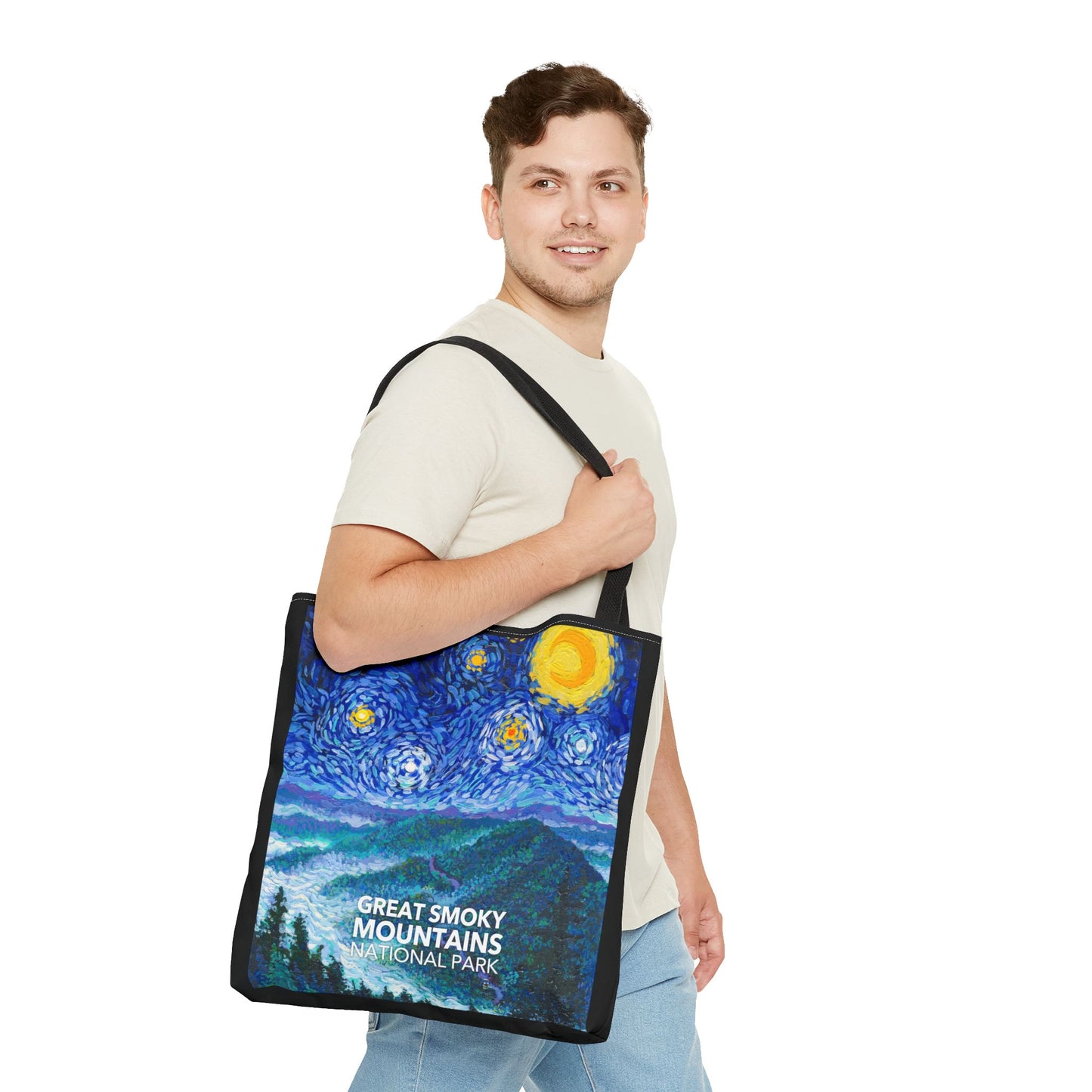Great Smoky Mountains National Park Tote Bag - Blue Starry Night Large
