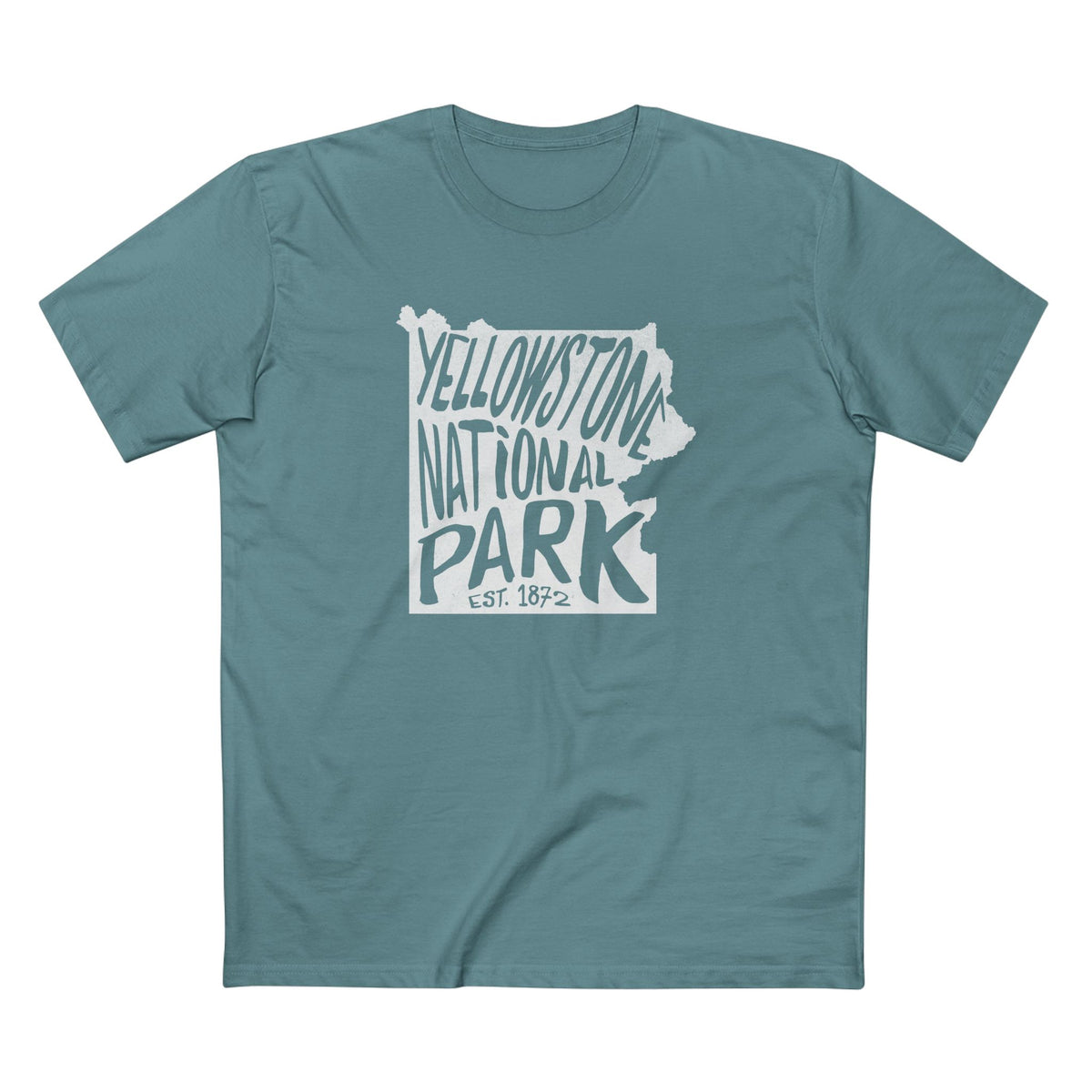Yellowstone National Park T-Shirt - Map in Slate Blue