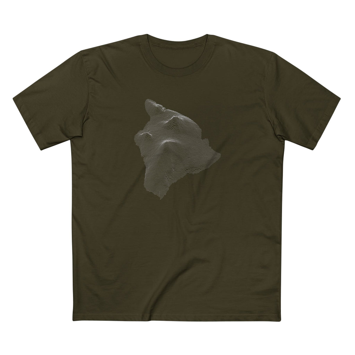 Hawai'i T-Shirt - Topographical Lines in Army