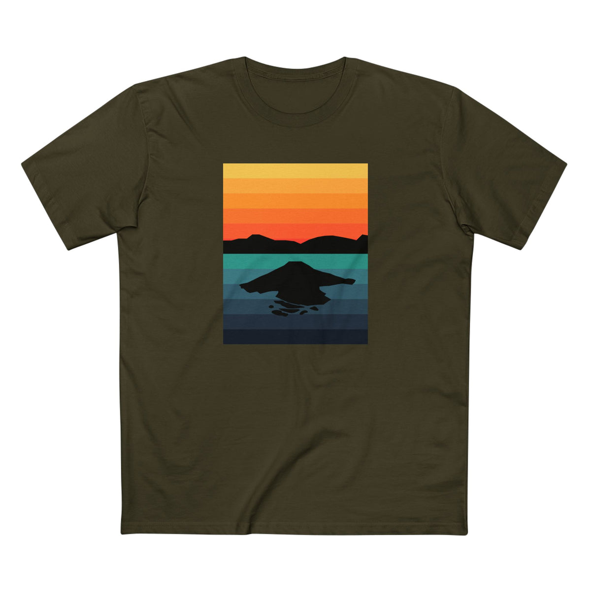 Crater Lake National Park T-Shirt - Gradient Poster Design in Army