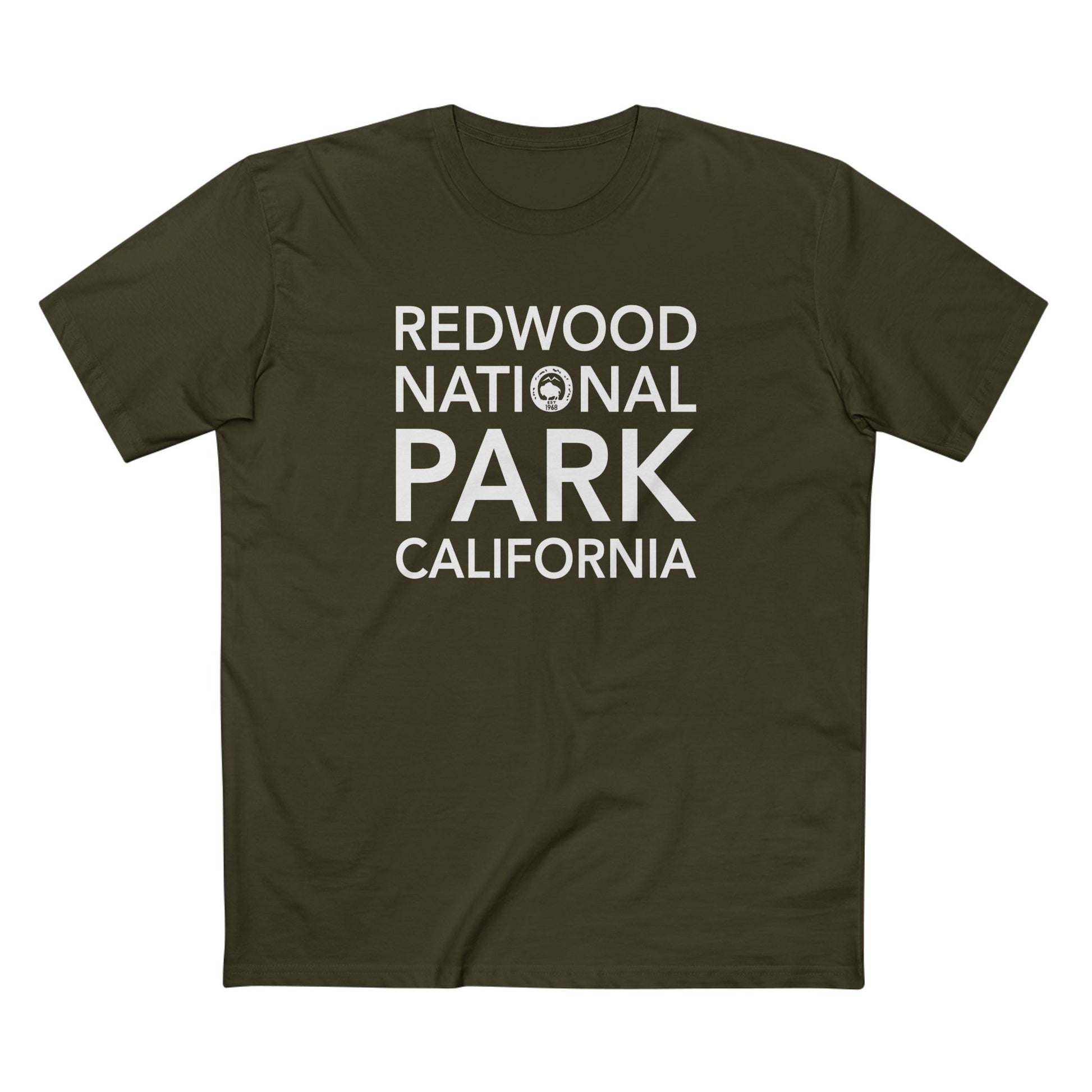 Redwood National Park T-Shirt Block Text in Army