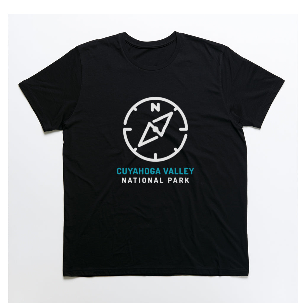 Cuyahoga Valley National Park T-Shirt Compass Design in Black