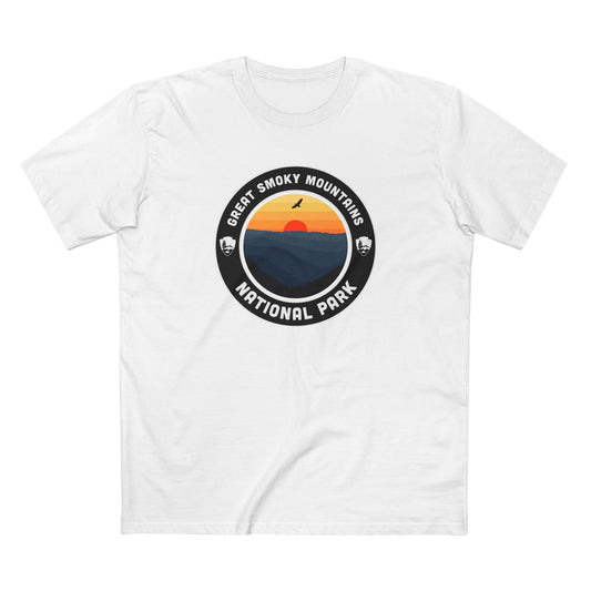 Great Smoky Mountains National Park T-Shirt - Round Badge Design in White