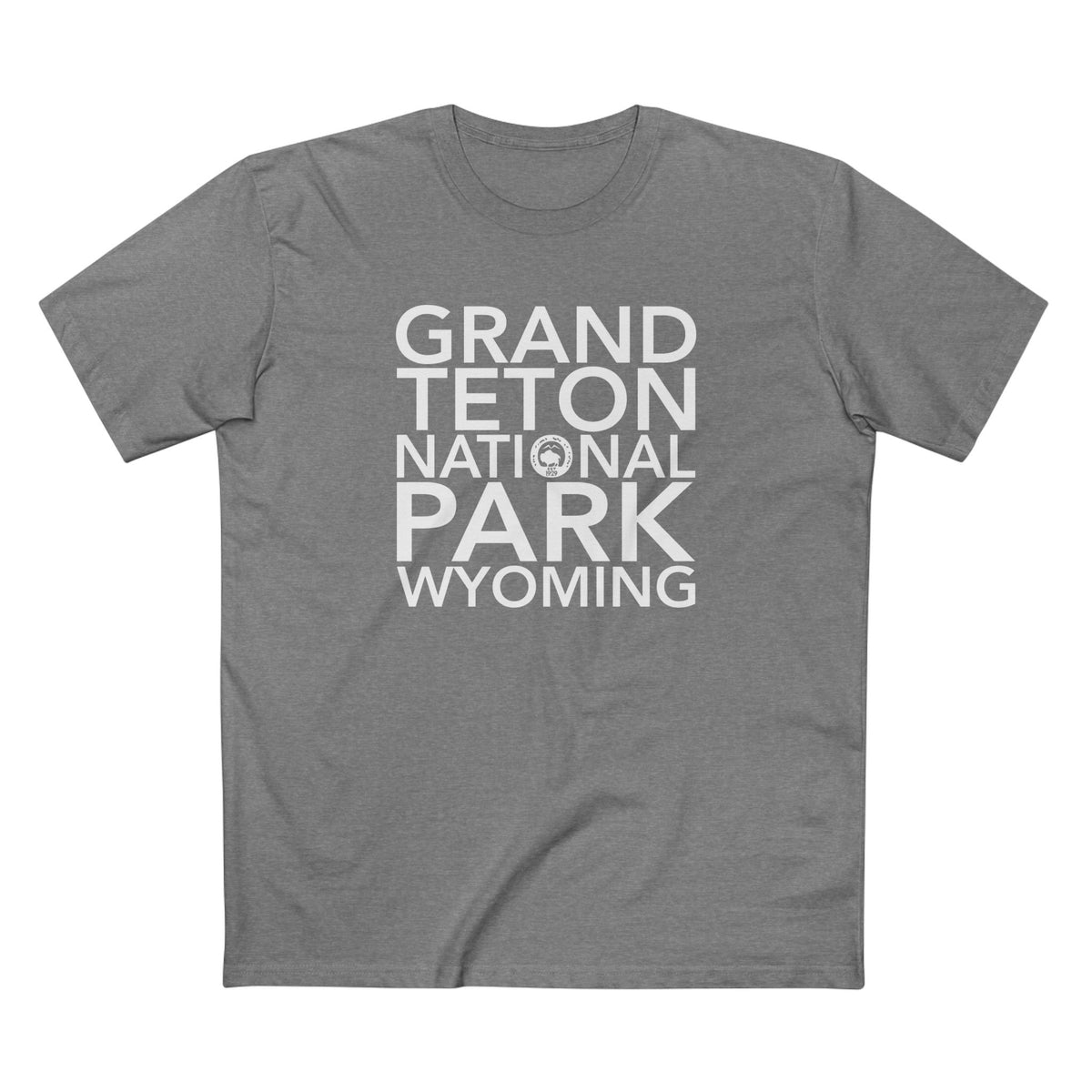 Grand Teton National Park T-Shirt Block Text in Athletic Heather
