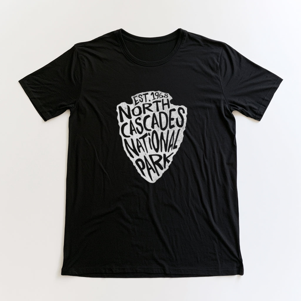 North Cascades National Park T-Shirt - Arrow head Design in Black