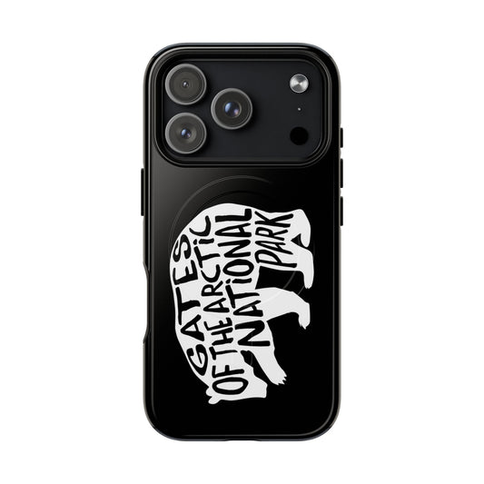 Gates of the Arctic National Park iPhone case with MagSafe featuring grizzly bear artwork.