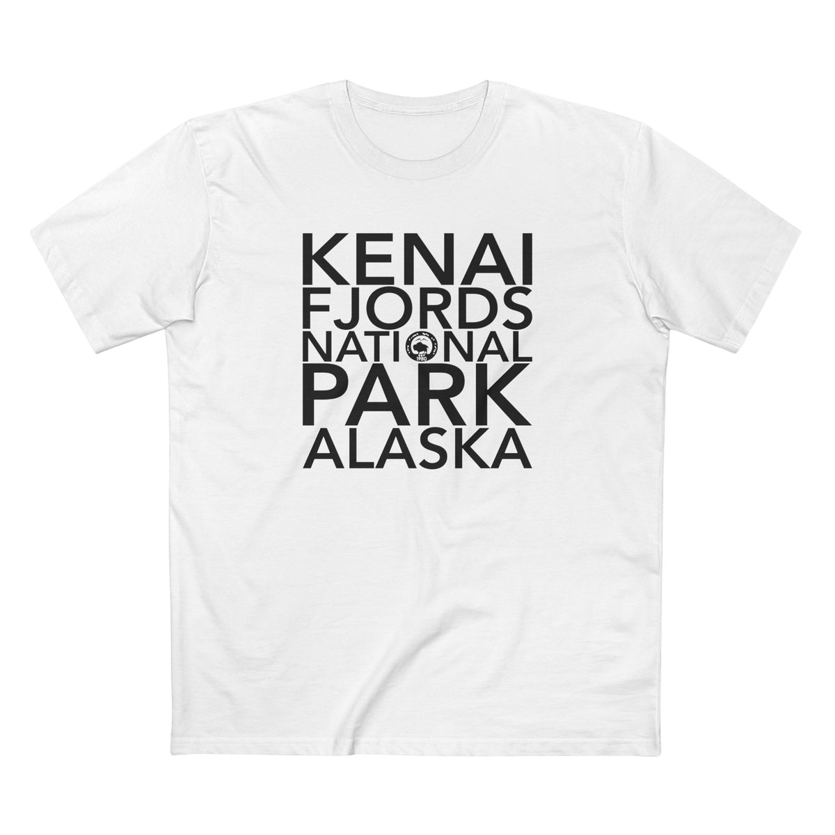 Kenai Fjords National Park T-Shirt Block Text in White