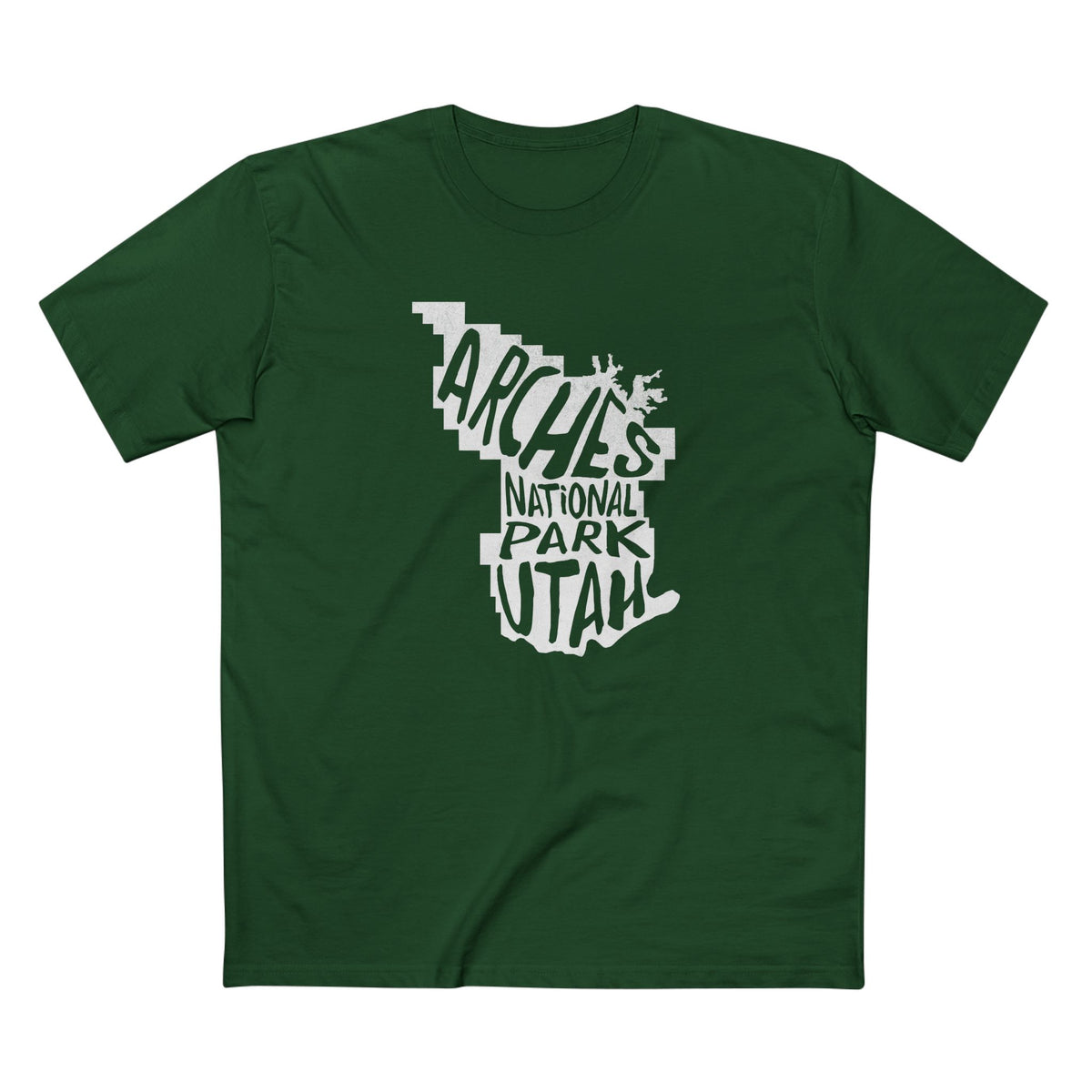 Arches National Park T-Shirt - Map in Forest Green