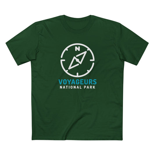 Voyageurs National Park T-Shirt Compass Design in Forest Green