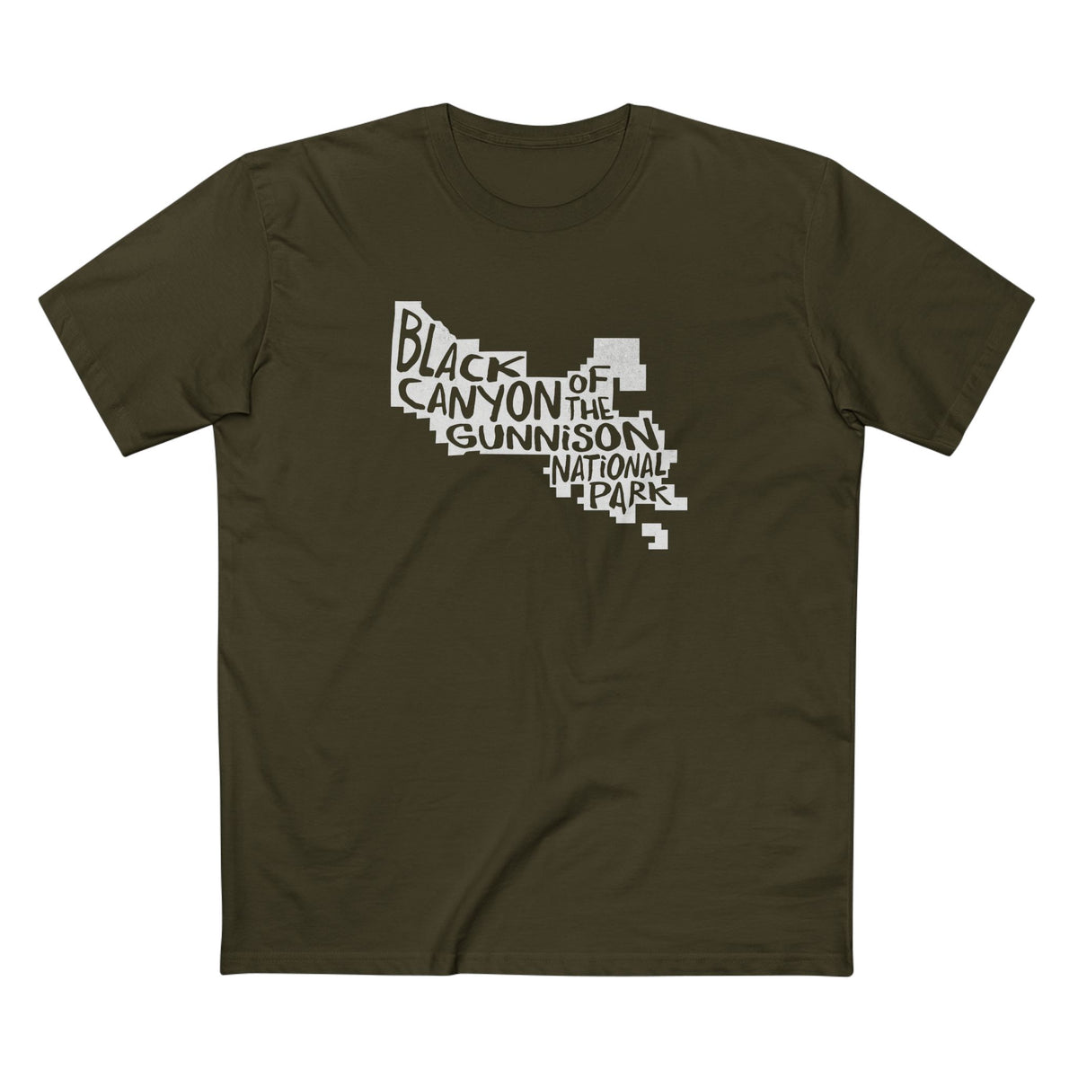 Black Canyon of the Gunnison National Park T-Shirt - Map in Army