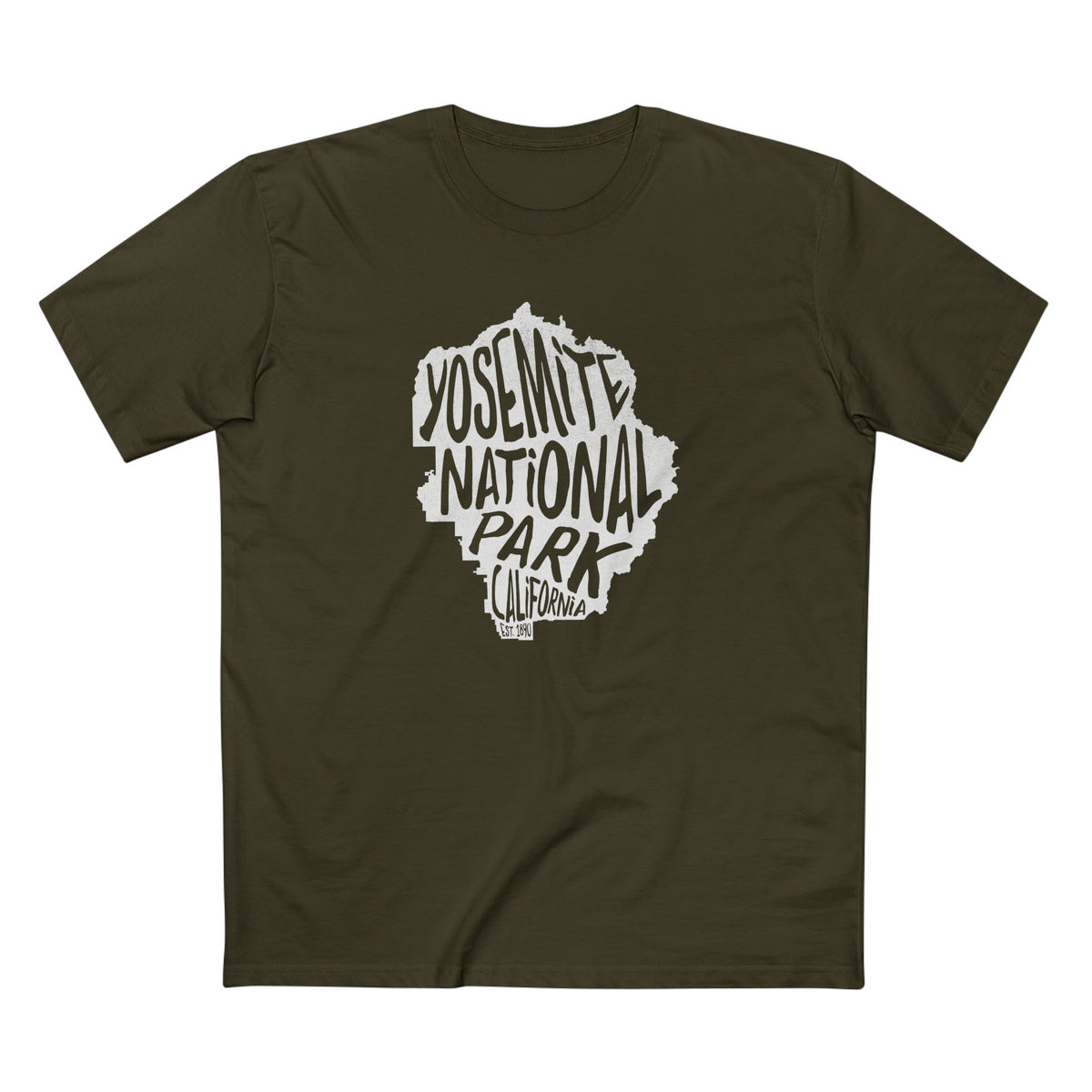 Yosemite National Park T-Shirt - Map in Army