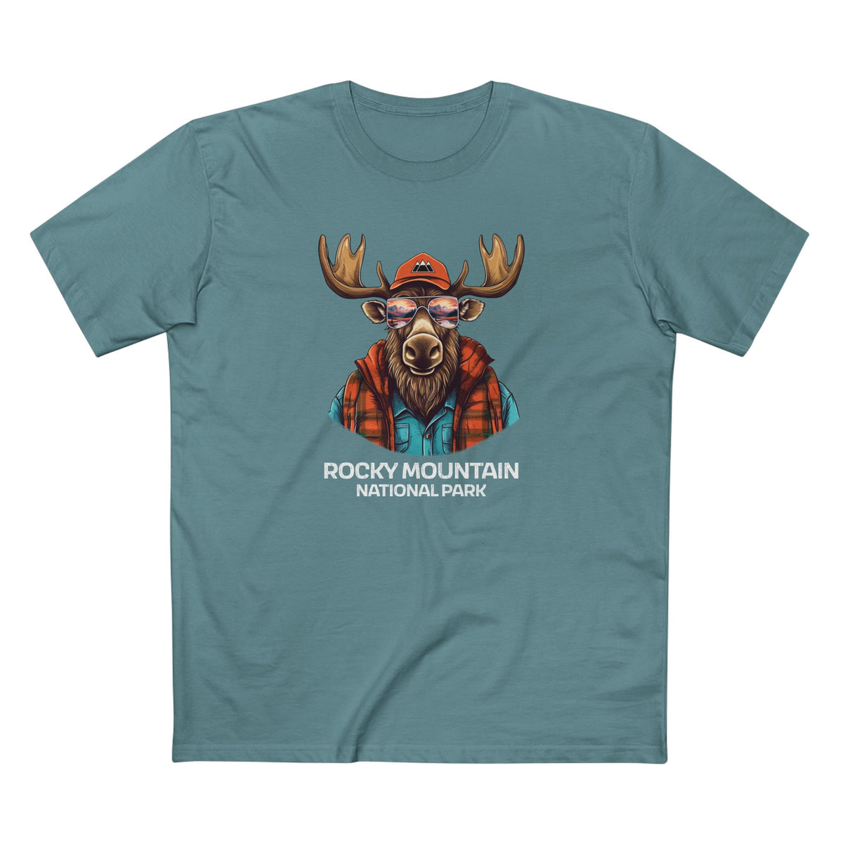 Rocky Mountain National Park T-Shirt - Cool Moose in Slate Blue