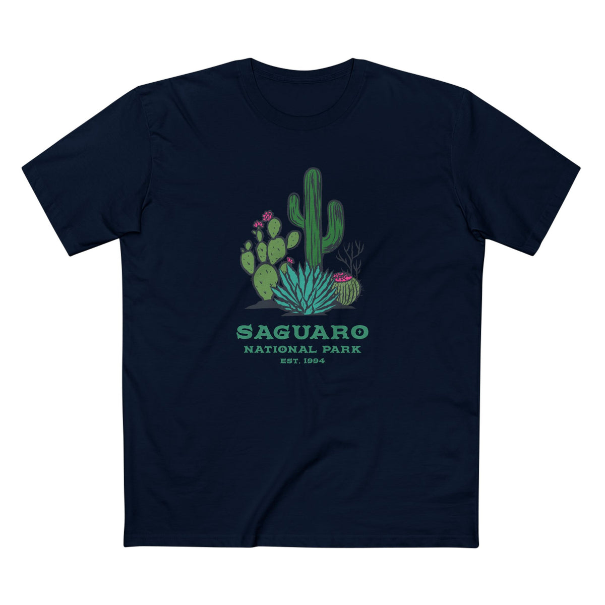 Saguaro National Park T-Shirt - Cacti Graphic in Navy