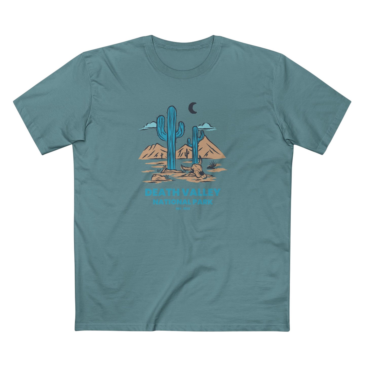 Death Valley National Park T-Shirt - Blue Cacti in Slate Blue