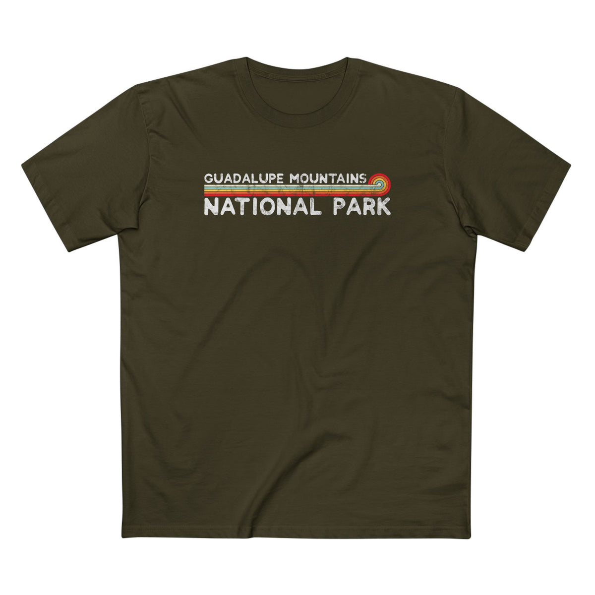 Guadalupe Mountains National Park T-Shirt - Vintage Stretched Sunrise in Army