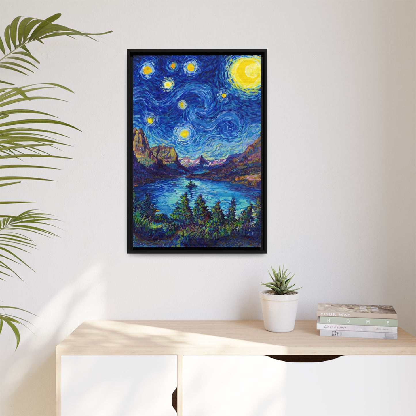 Glacier National Park Framed Canvas - The Starry Night