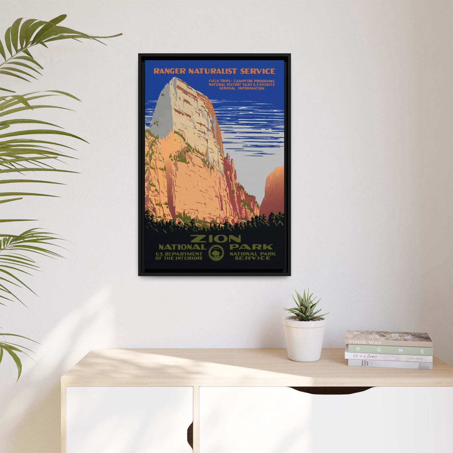 Zion National Park Framed Canvas - WPA Poster
