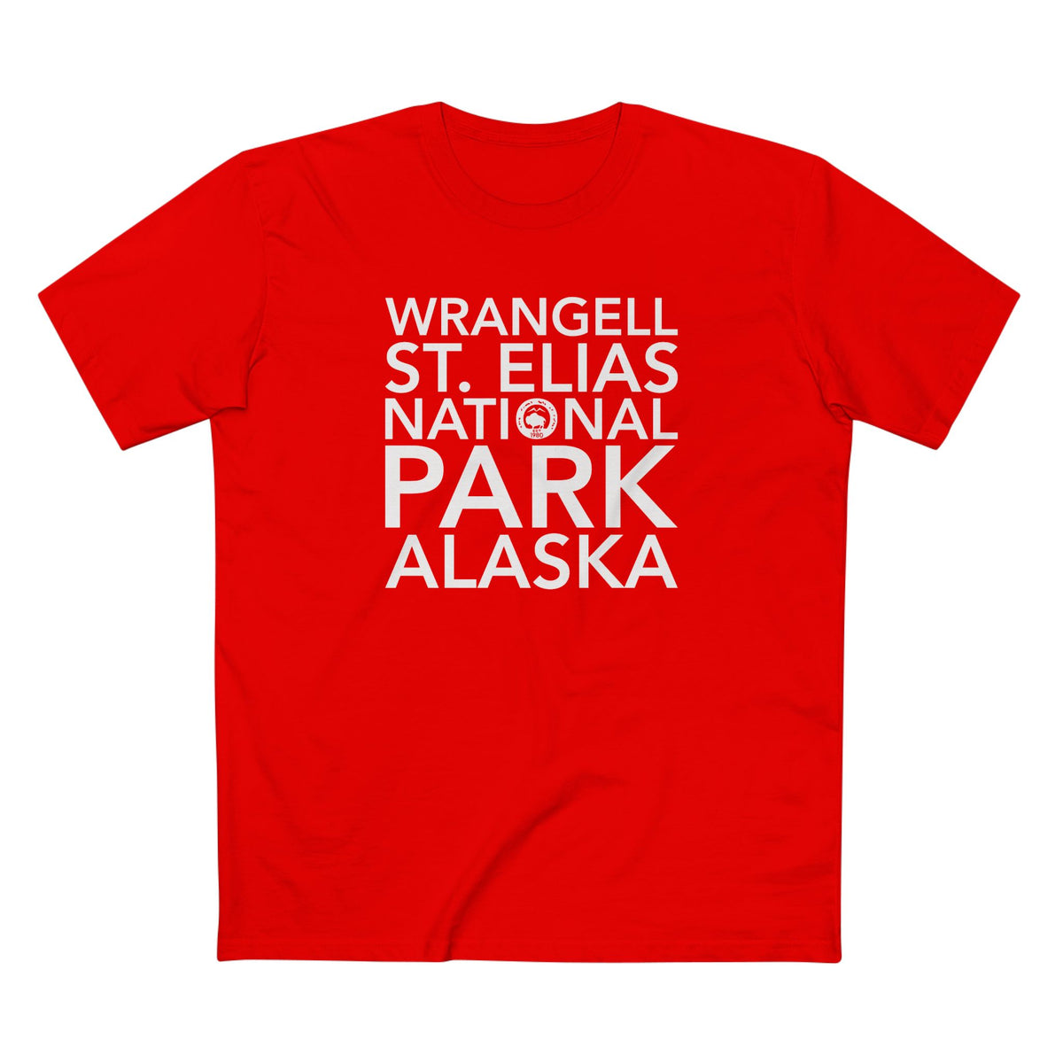 Wrangell St. Elias National Park T-Shirt Block Text in Red