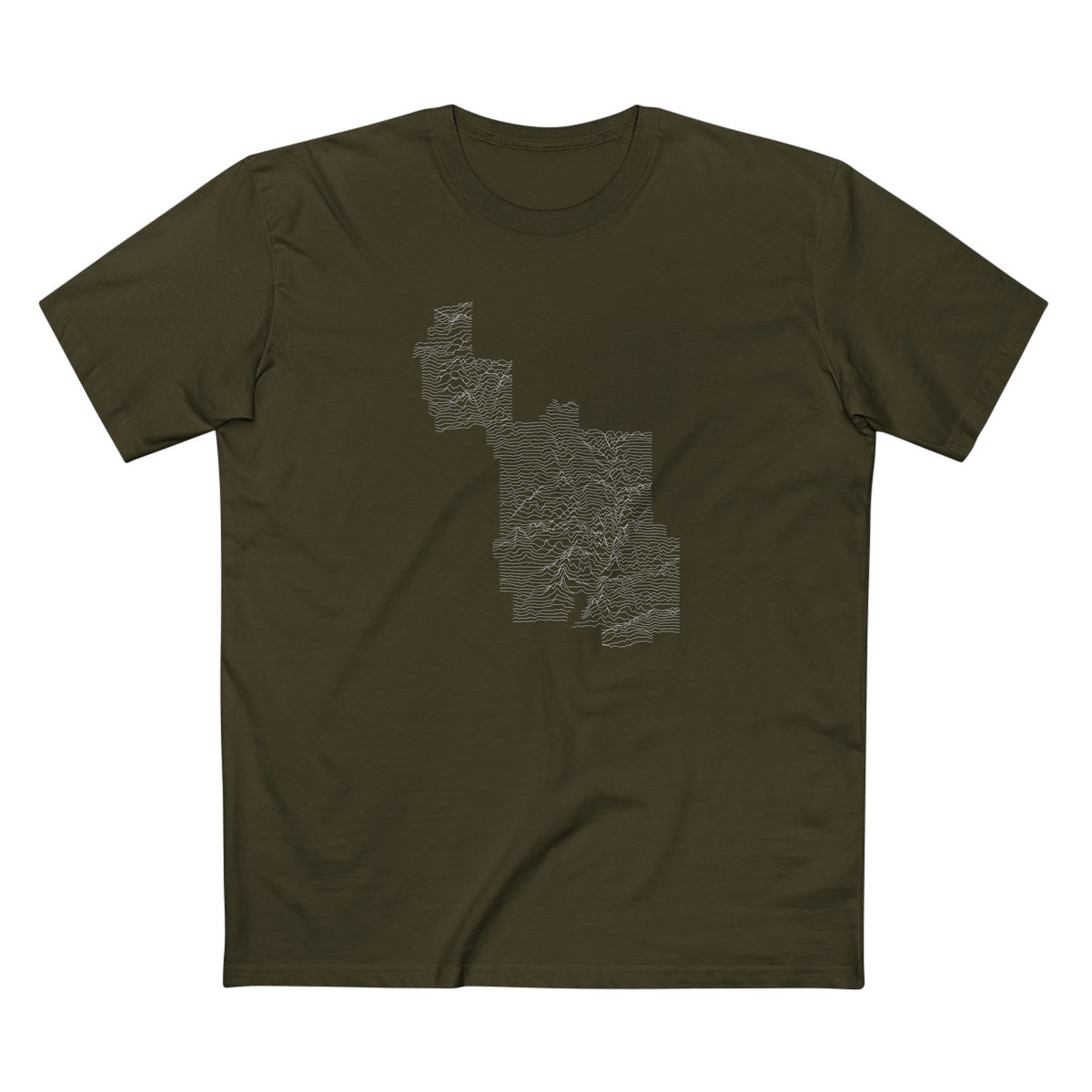 Zion National Park T-Shirt - Topographical Lines in Army
