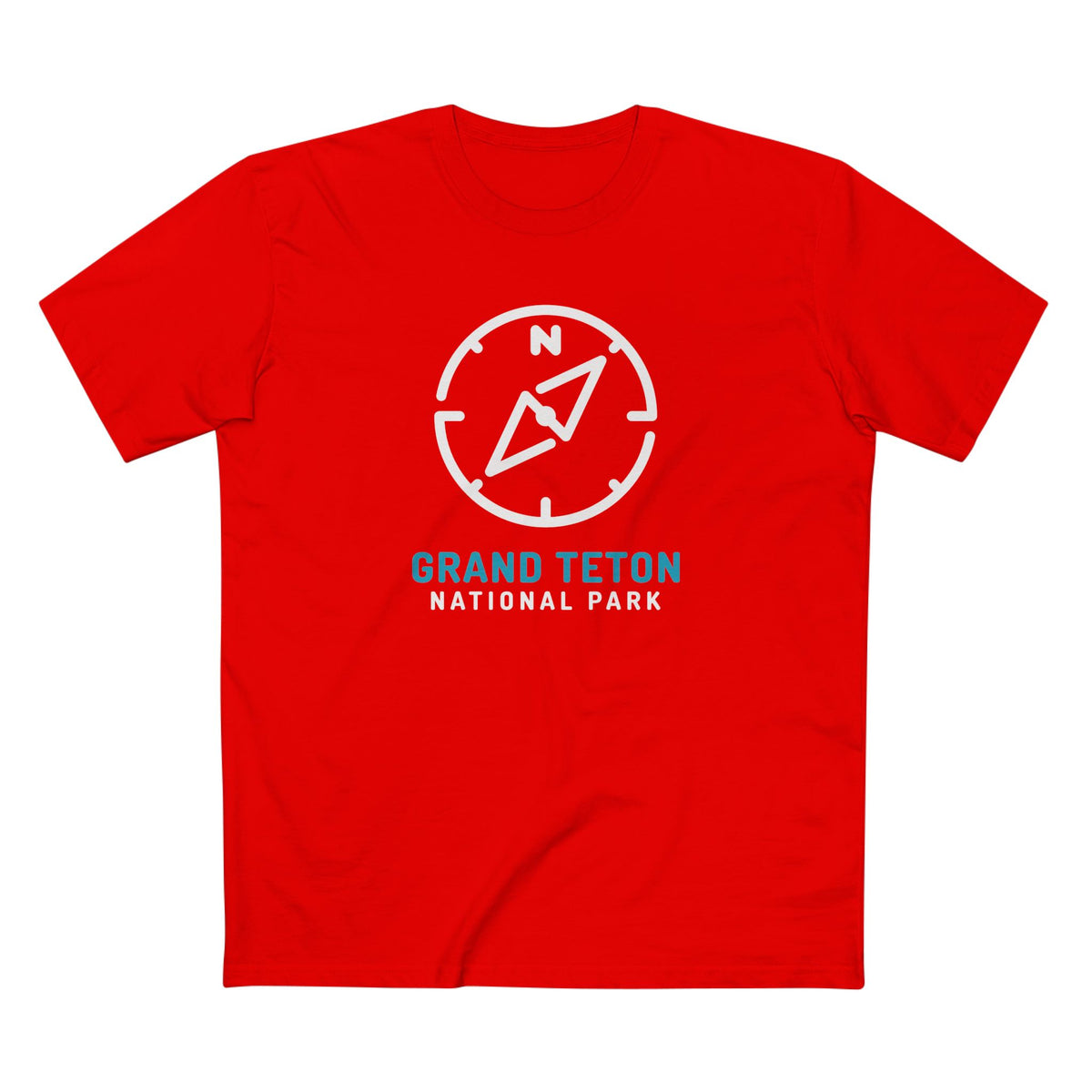Grand Teton National Park T-Shirt Compass Design in Red