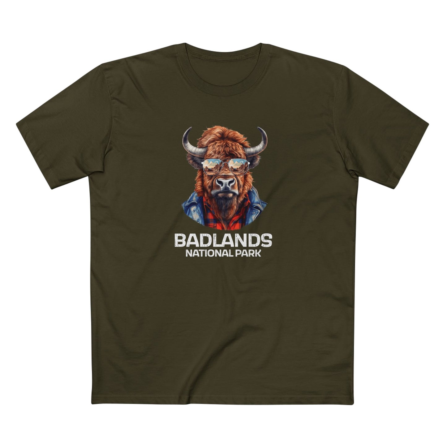 Badlands National Park T-Shirt - Bison in Army
