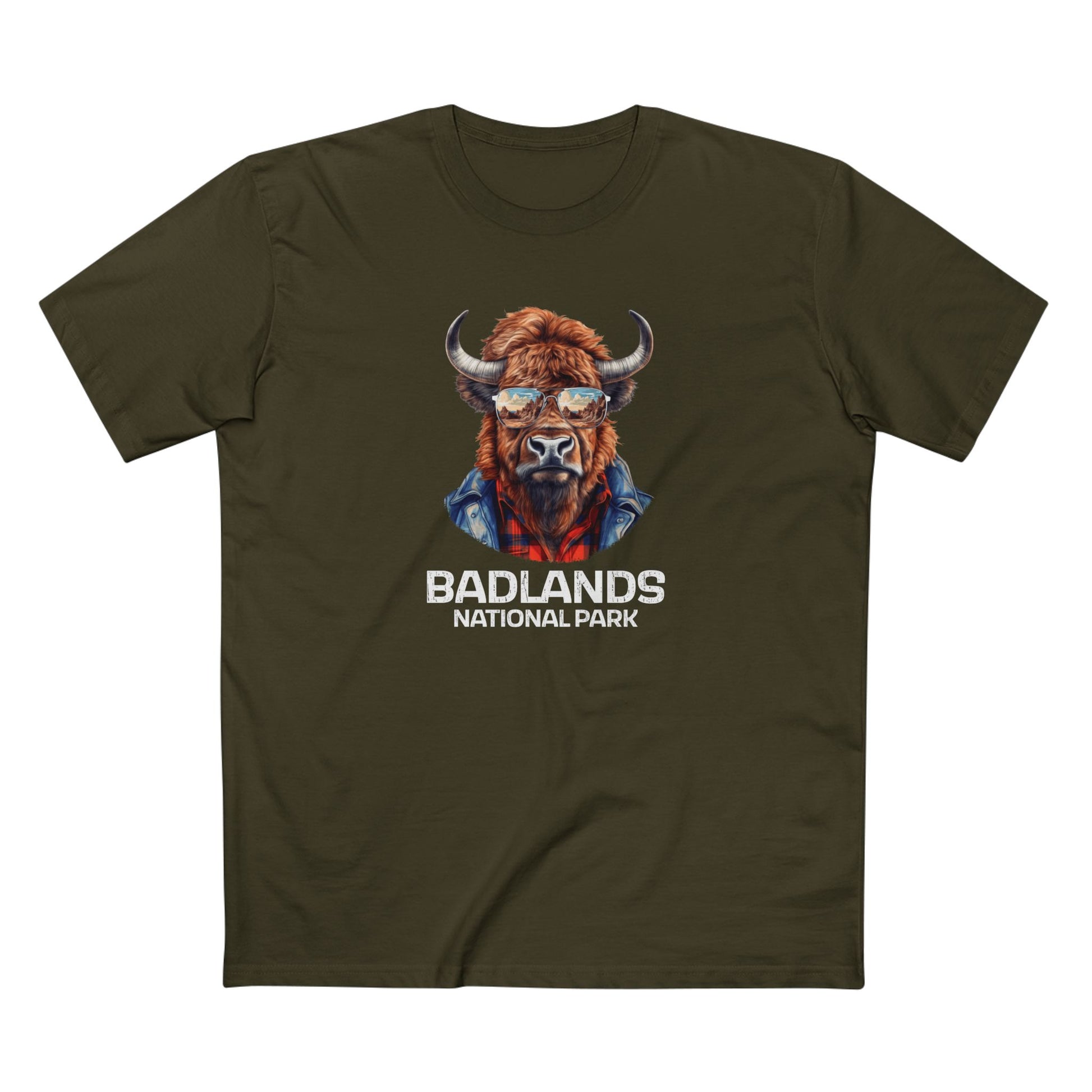 Badlands National Park T-Shirt - Bison in Army