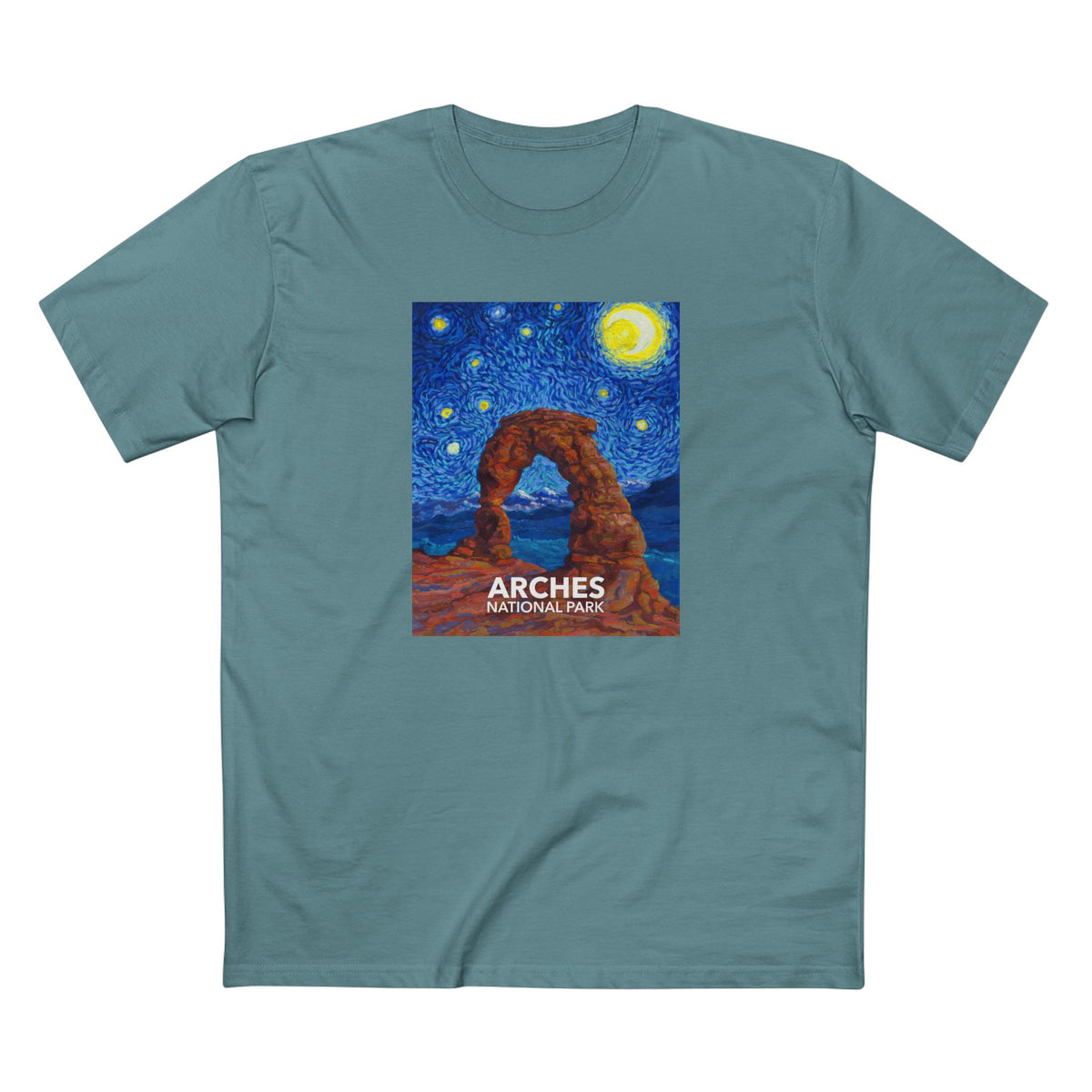 Arches National Park T-Shirt - The Starry Night in Slate Blue