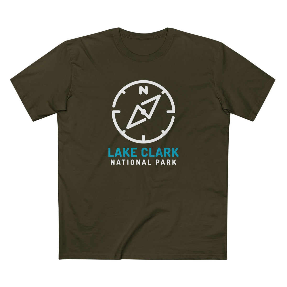 Lake Clark National Park T-Shirt Compass Design in Army