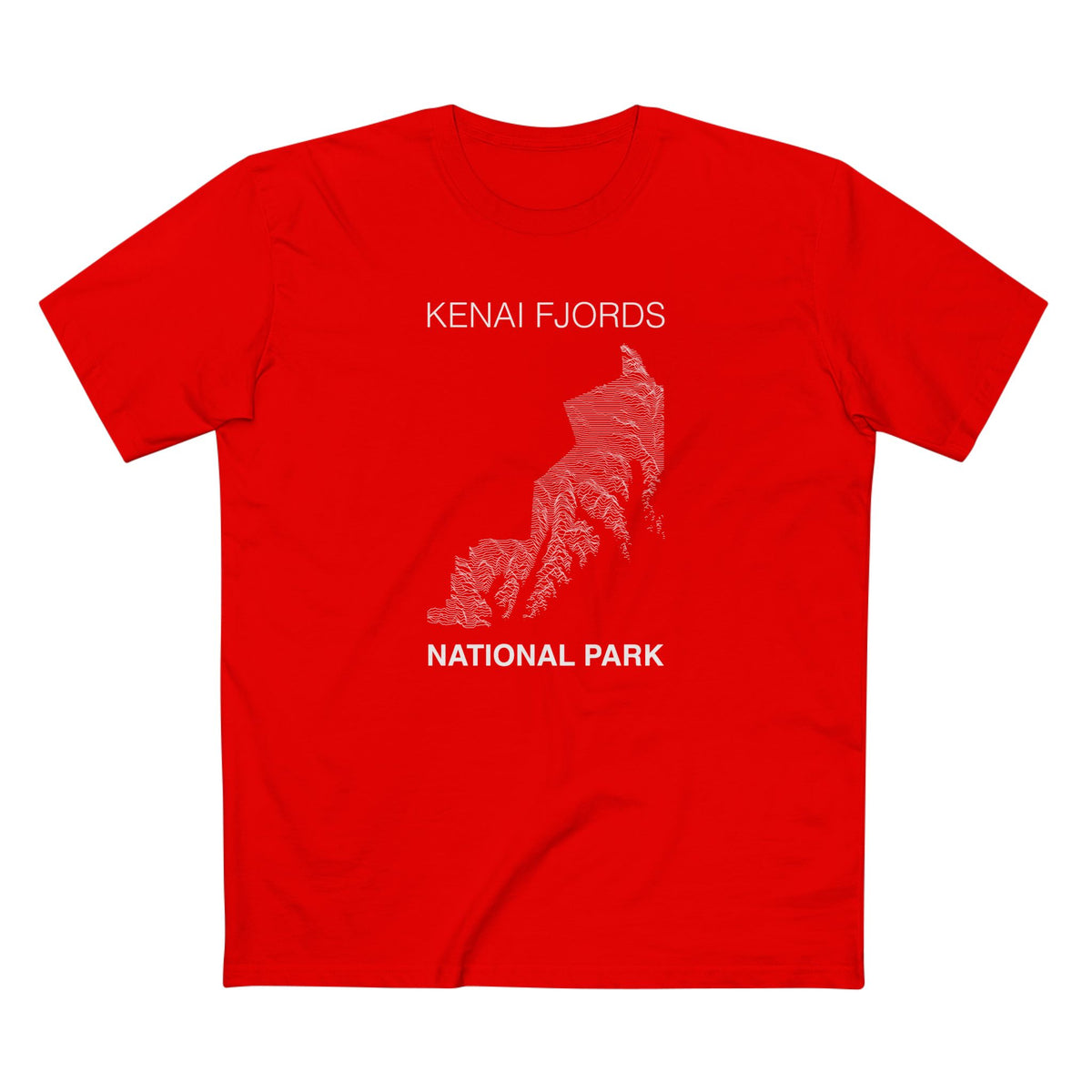 Kenai Fjords National Park T-Shirt Lines in Red