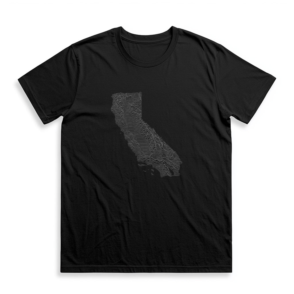 California T-Shirt - Topographical Lines in Black