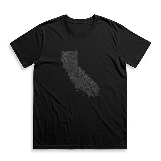 California T-Shirt - Topographical Lines in Black