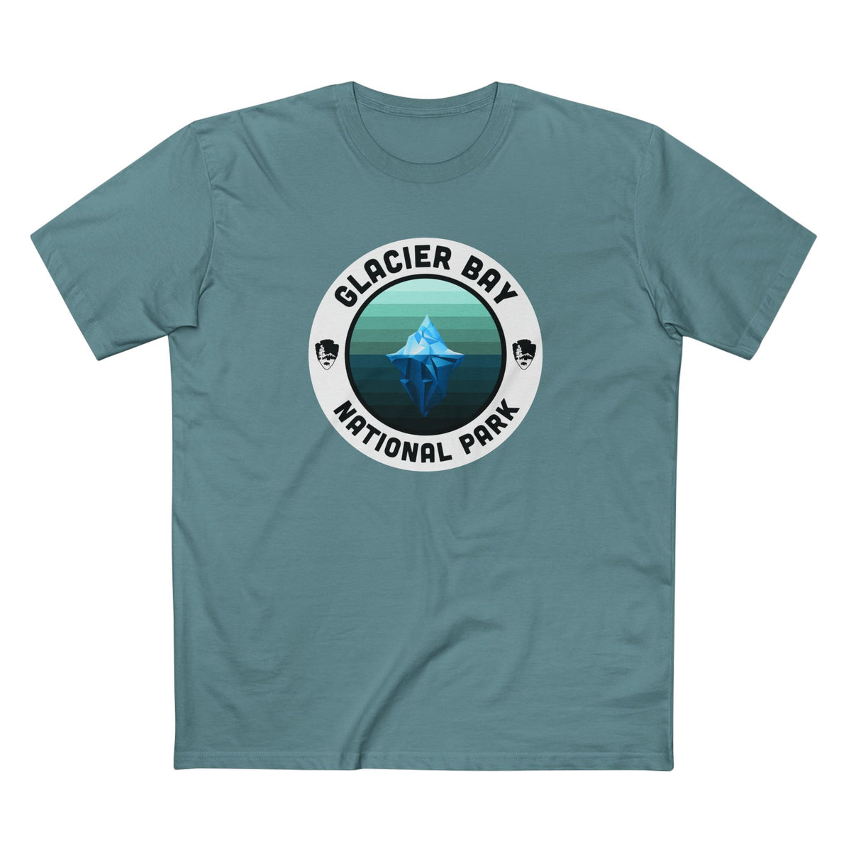 Glacier Bay National Park T-Shirt - Round Badge Design in Slate Blue