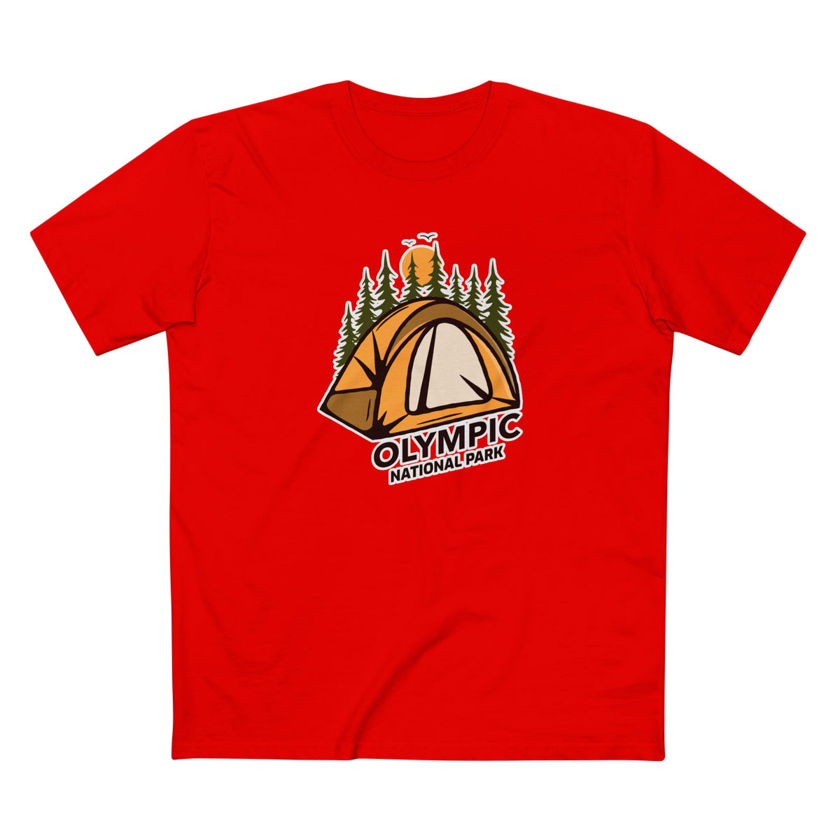 Olympic National Park T-Shirt - Camping in Red