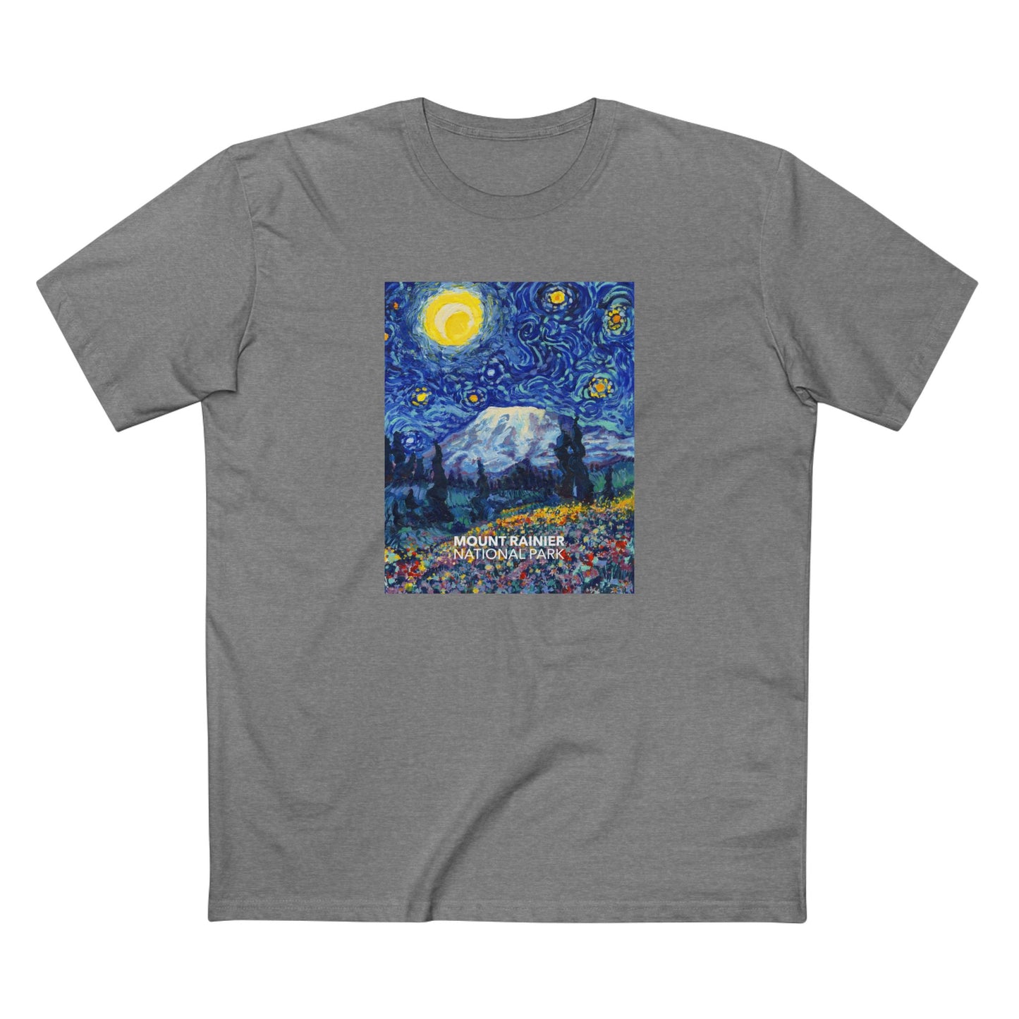 Mountain Rainier National Park T-Shirt - The Starry Night in Athletic Heather