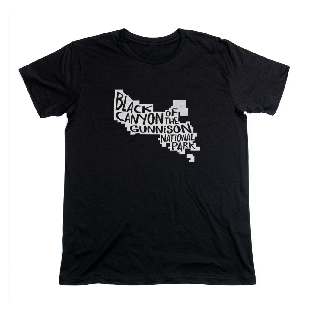 Black Canyon of the Gunnison National Park T-Shirt - Map in Black