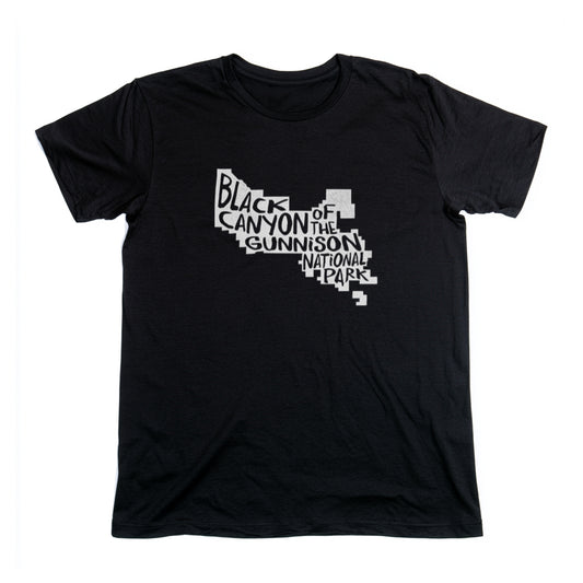 Black Canyon of the Gunnison National Park T-Shirt - Map in Black