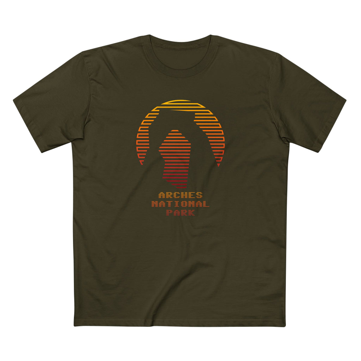 Arches National Park T-Shirt - Delicate Arch Orange Gradient in Army