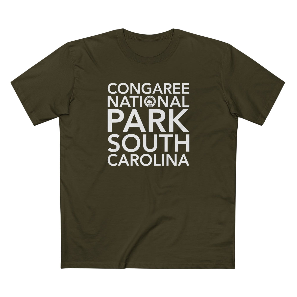 Congaree National Park T-Shirt Block Text in Army