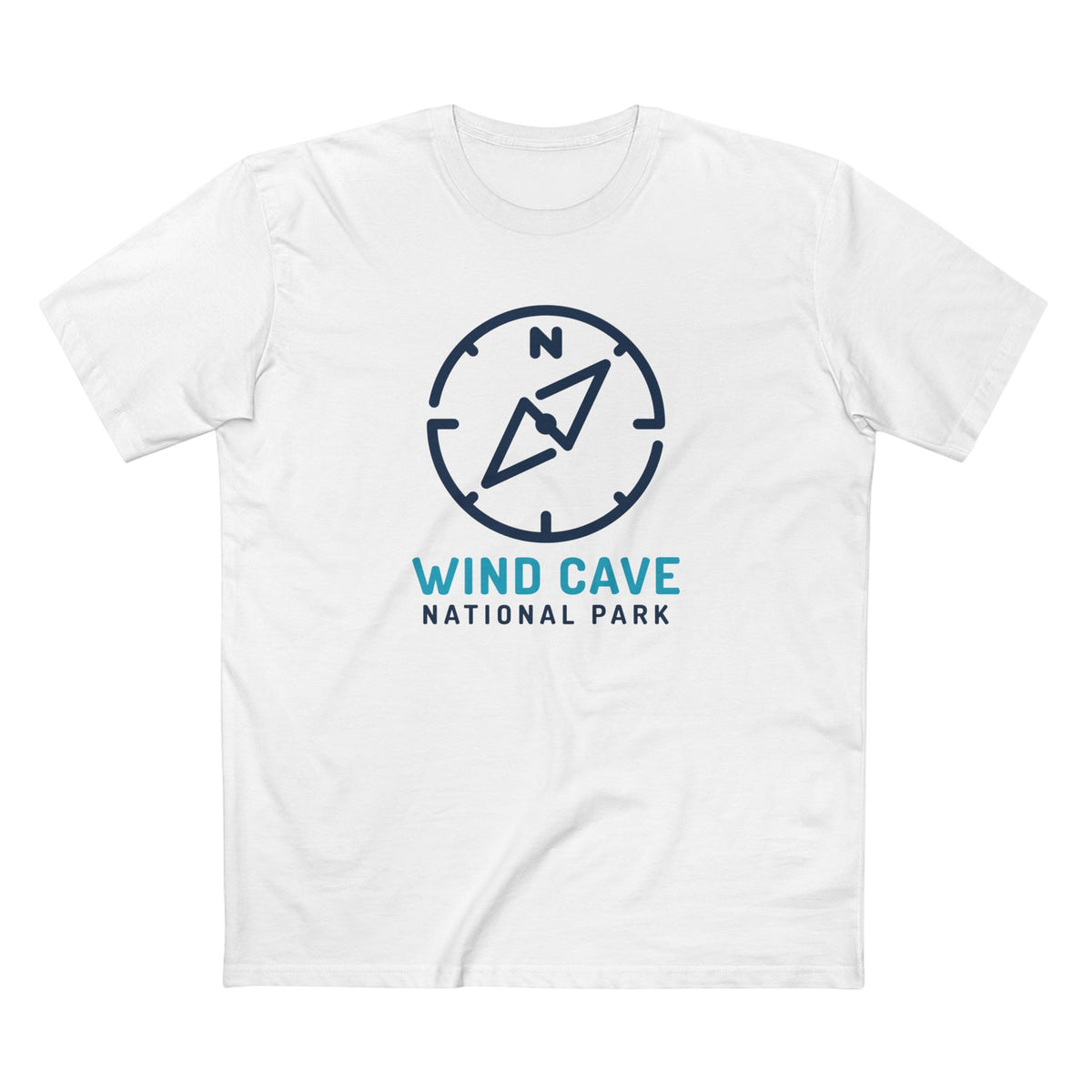 Wind Cave National Park T-Shirt Compass Design in White